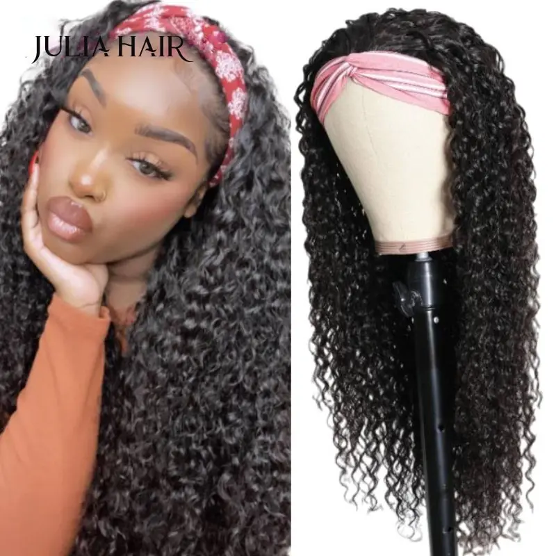 Top Trends: Ali Julia Malaysian Curly Headband Wig Human Hair Glueless Headband Scarf Wig V Part Wig Human Hair No Sew In Beginner Friendly Shoppable Styles