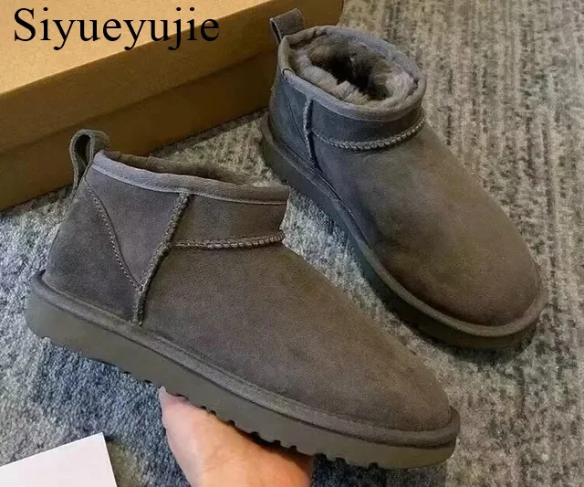 Top Trends: Woman Winter Warm Snow Boots Tazz Fur Real Sheepskin Wool Low-cut Warm Fur Shoes Man And Women Winter Short Boots Big Size 44 Shoppable Styles - Image 5