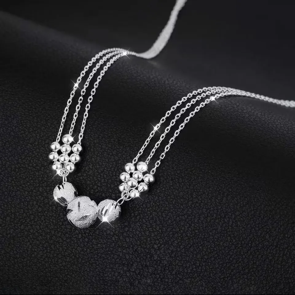 Top Trends: Wholesale 45cm 925 Sterling Silver Charms Necklace Luck Beads Jewelry Fashion Cute Chain For Women Lady Wedding Gift Shoppable Styles