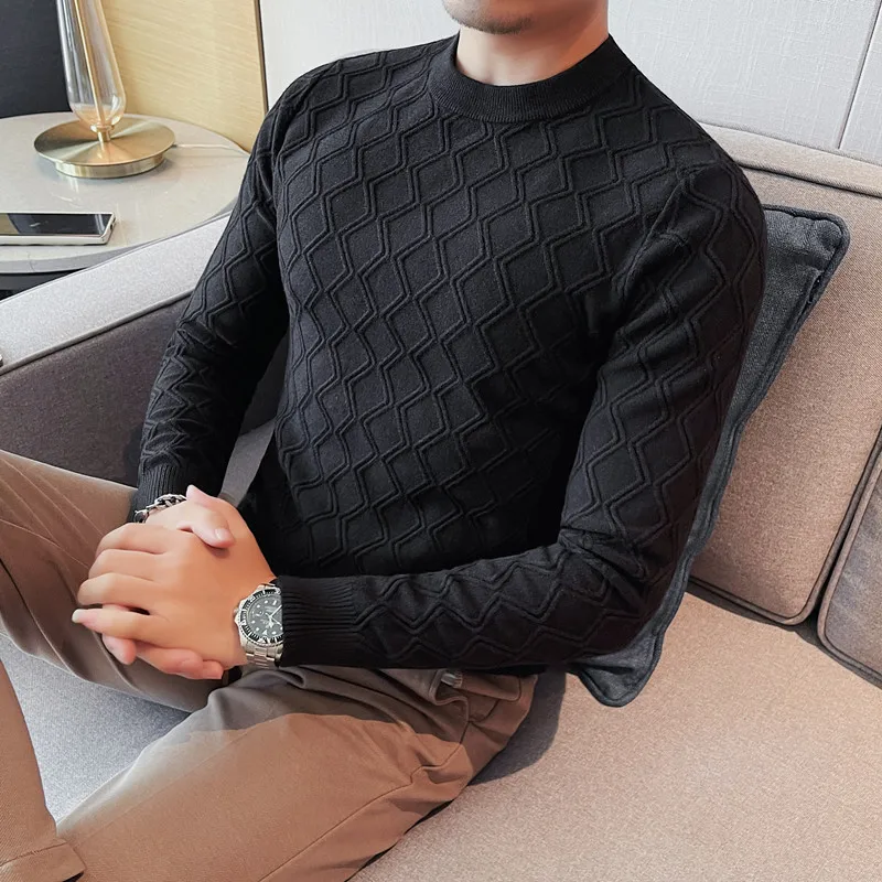 Top Trends: Brand Clothing Men Autumn Winter High Quality Warm Sweater / Men Slim Fit Plaid Fashion Pullover Man Casual Knit Sweater 4XL Shoppable Styles