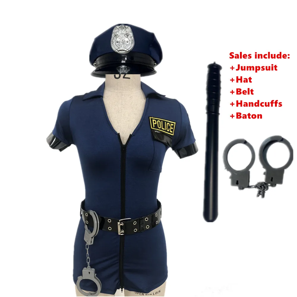 Top Trends: Women Blue Sexy Police Costume Female Cop Officer Uniform Halloween Fancy Party Cosplay Policewoman Stage Performance Outfit Shoppable Styles