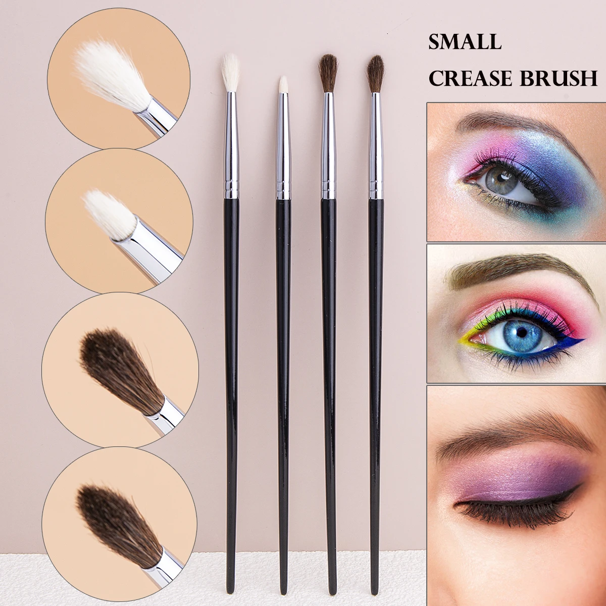 Top Trends: Small Crease Brush Mini Pointed Eyeshadow Blending Makeup Brush Fluffy Goat Hair / Horse Hair Precise Tapered Crease Makeup Tool Shoppable Styles