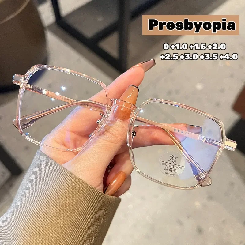 Top Trends: Unisex Square Reading Glasses Women Trendy Presbyopia Eyeglasses Vintage Transparent Oversize Far-sighted Prescription Eyewear Shoppable Styles