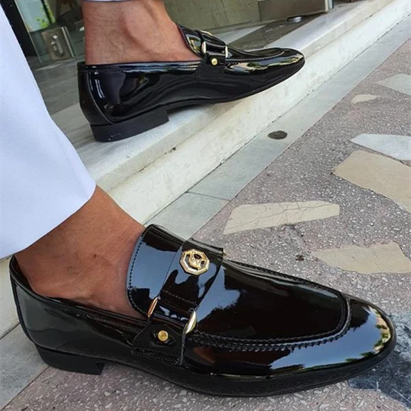 Top Trends: New Arrivals Loafers For Men Buckled Shiny Black Leather Shoes Slip-On Office &amp; Career Dress Shoes Big Size 38-47 Shoppable Styles