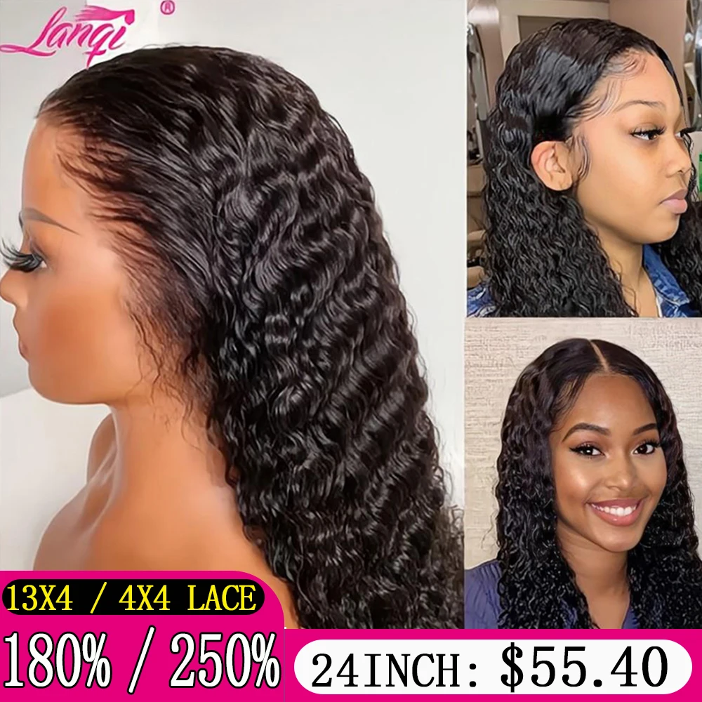 Top Trends: Deep Wave Wigs 13x4 Curly Lace Front Human Hair Wig 250 Density Glueless Wig Human Hair Transparent Lace Frontal Wig For Women Shoppable Styles