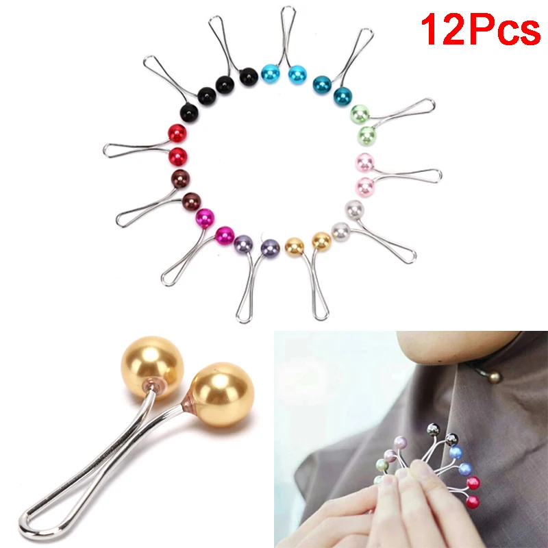 Top Trends: 12pcs Pearl Scarf Brooch Pin Headscarf Shawl Scarf Lady Muslim Scarf Hijab Clip Pin Fixed Strap Anti Slip Brooch Women Accessory Shoppable Styles - Image 2