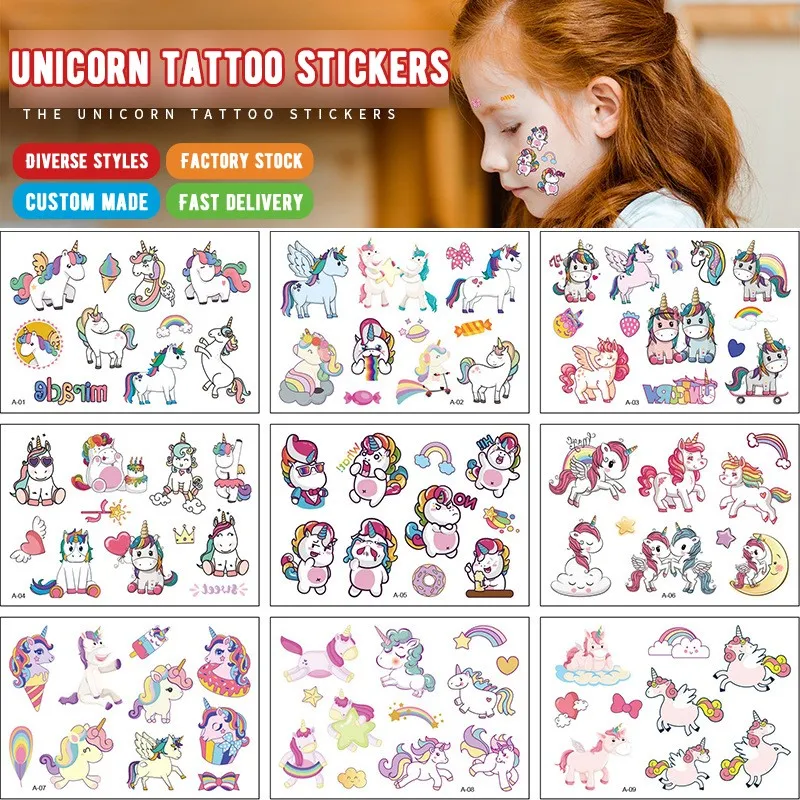 Top Trends: 12 Pack Kids Cartoon Unicorn Tattoo Stickers Waterproof Long Lasting Funny Cute Stickers Shoppable Styles