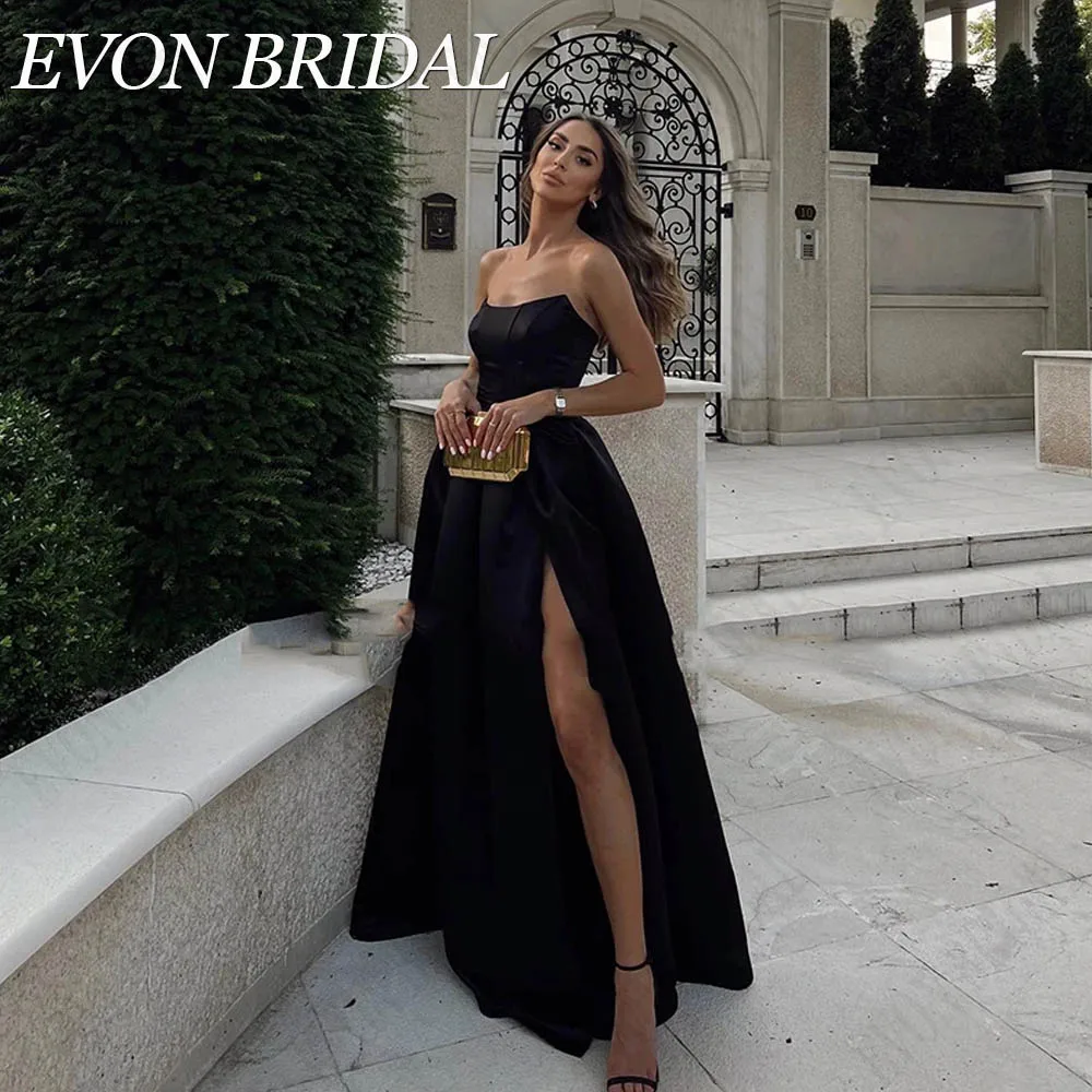 Top Trends: EVON BRIDAL Formal A-Line Evening Gown Strapless Satin Backless Prom Party Dress Simple Side Slit Vestidos De Fiesta Custom Made Shoppable Styles - Image 2