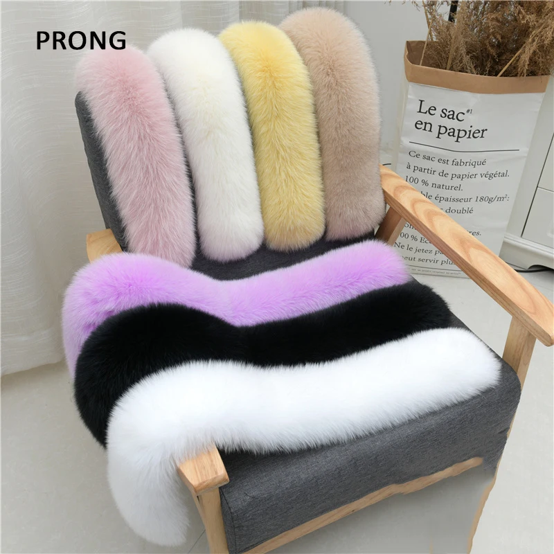 Top Trends: 100% Real Fox Fur Collar Natural Fur Trim Hoodie Custom Made Fur For Women Coat Hood Decor Strip Luxury Fur Scarf Thick Shawls Shoppable Styles