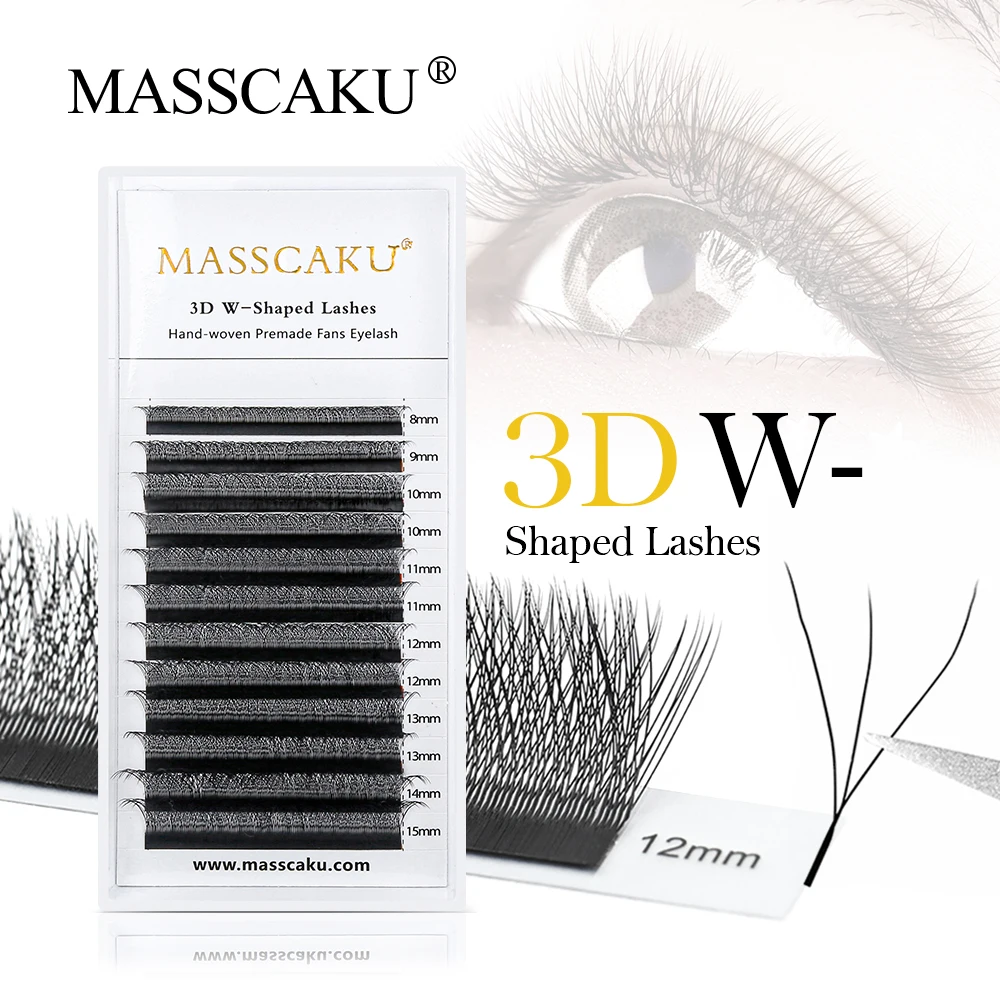 Top Trends: MASSCAKU Automatic Flowering Bloom 3D 4D 5D 8-15mm Mixed W Shape Premade Fans Eyelash Natural Soft Individual Lashes Extensions Shoppable Styles