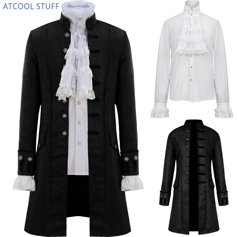 Top Trends: Men Steampunk Trench Coat / Shirt Vintage Prince Overcoat Medieval Renaissance Jacket Victorian Edwardian Cosplay Costume Shoppable Styles