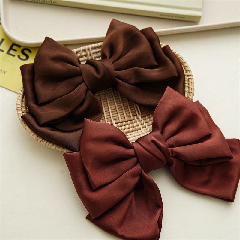 Top Trends: Satin Coffee Color Hairgrips Big Bow Hairpin For Women Girls Satin Trendy Ladies Hair Clip New Cute Barrette Hair Accessories Shoppable Styles