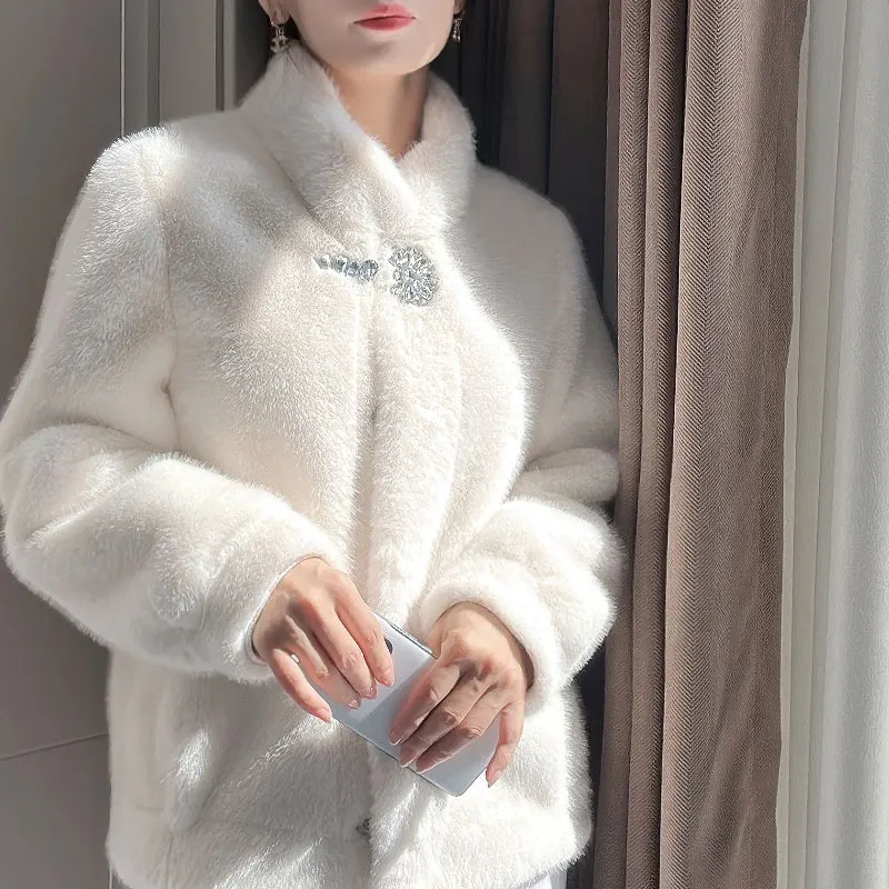 Top Trends: RONGNI Fur Coat 2023 Winter Lady Jacket Imitation Mink Fur Stand Collar Short Casual Women Clothing Top Shoppable Styles