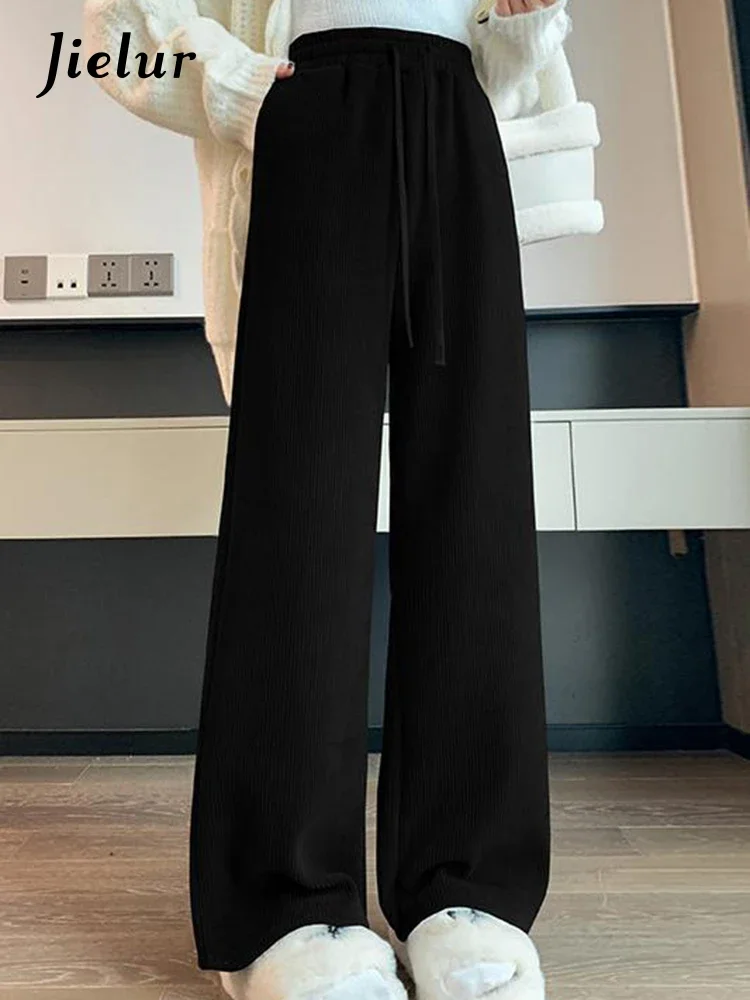 Top Trends: Jielur Purple New Elastic Waist Women's Pants Slim Straight Casual Chic Pockets Drawstring Simple Fashion Female Wide Leg Pants Shoppable Styles - Image 4