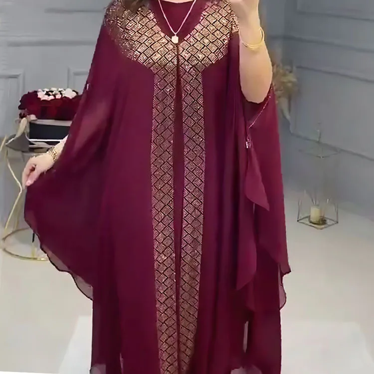 Top Trends: Abayas For Women Dubai Chiffon Boubou African Dresses Dashiki Ankara 2pcs Muslim Sets Wedding Party Dress Kaftan Africa Clothing Shoppable Styles