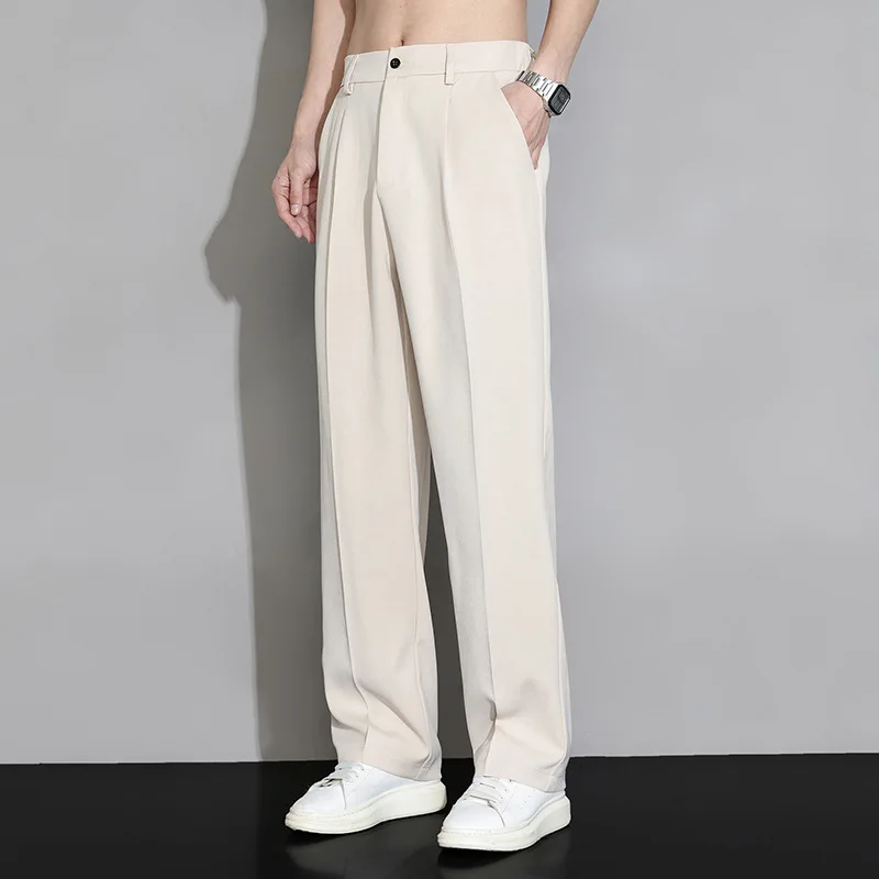 Top Trends: Summer New Solid Color Fashion Straight Pants Man High Street Casual Zipper Pockets Button Loose Korean Style All-match Trousers Shoppable Styles