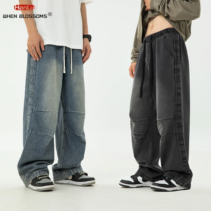 Top Trends: 2024 New Harajuku Vintage Blue Cargo Jeans Men&#039;s Oversized Grunge Y2K Denim Pants Hip Hop Streetwear Baggy Wide Leg Trousers Shoppable Styles