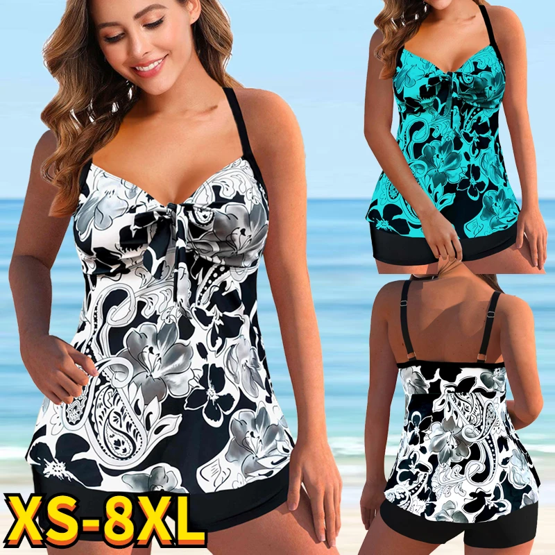 Top Trends: Women Floral Print V-neck Bikini Sets Swimsuit Female Sexy Plus Size Two Pieces Tankini Swimwear 2022 Girl Summer Bathing Suit Shoppable Styles