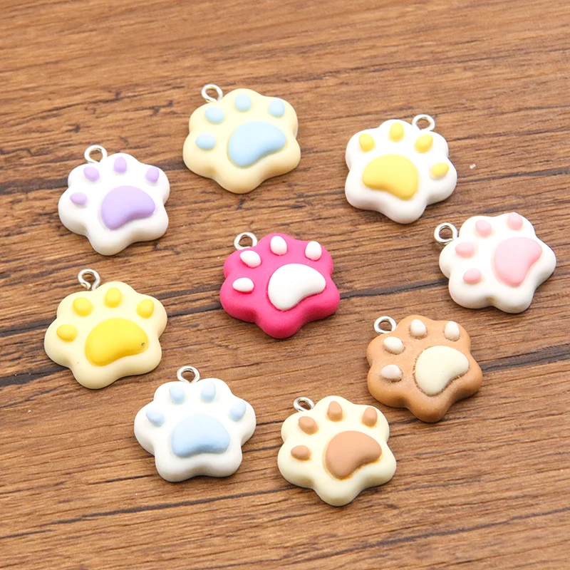 Top Trends: 10PCS 20X22mm 7 Color Cat Claw Resin Charms DIY Cartoon Animal Earring Pet Choker Pendants Jewelry Accessory Make Shoppable Styles