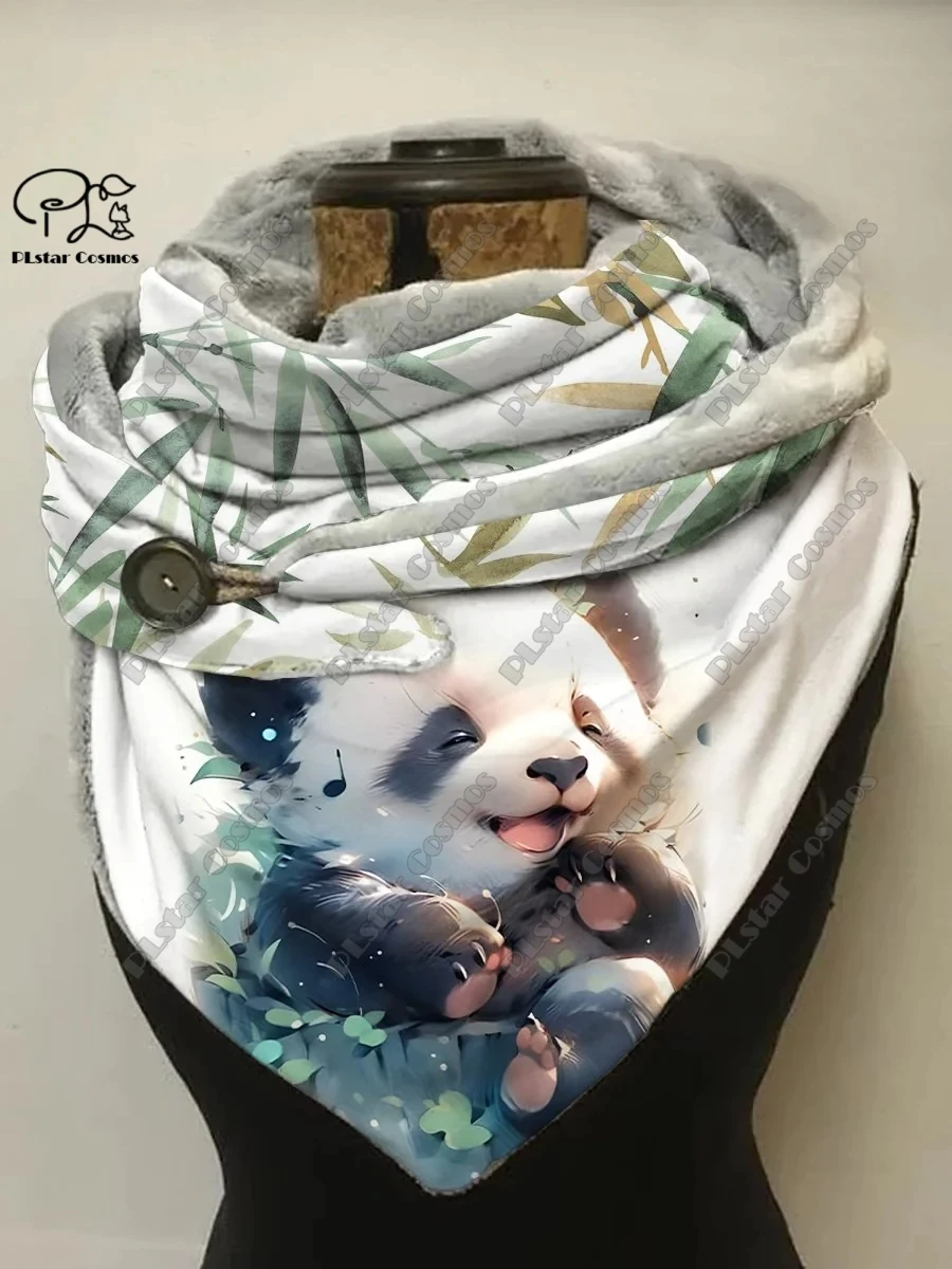 Top Trends: 3D Printed Animal Series Cute Panda And Polar Bear Pattern Printed Warm Shawl Scarf Spring And Winter Small Triangle Scarf Shoppable Styles