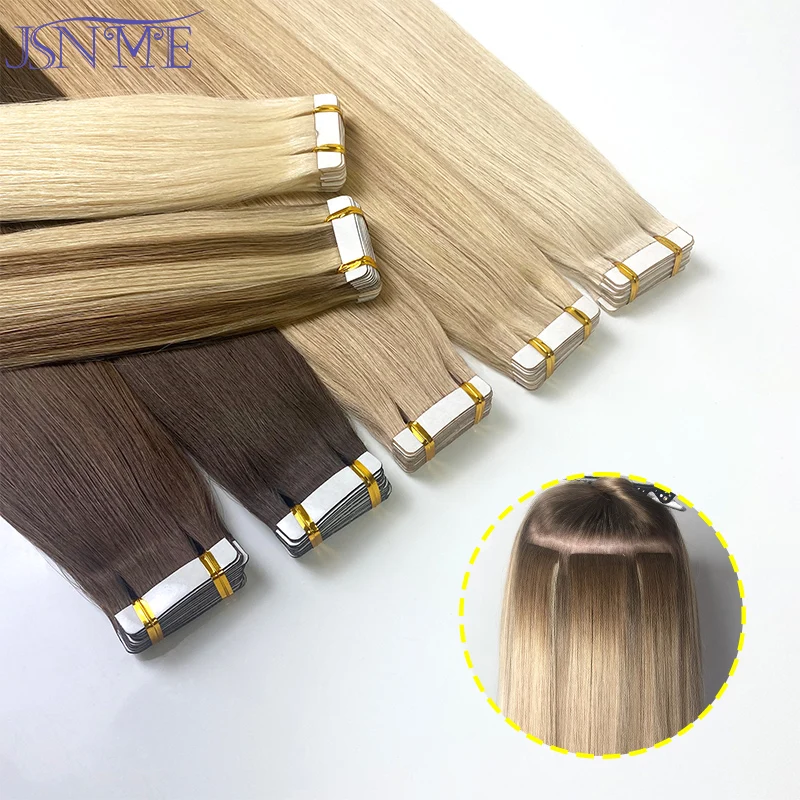 Top Trends: JSNME High Quality Tape In Hair Extension Invisible 100% Real Human Hair Straight Tape Ins Brown Blonde 2.5g / pcs 16-22 Inch Shoppable Styles