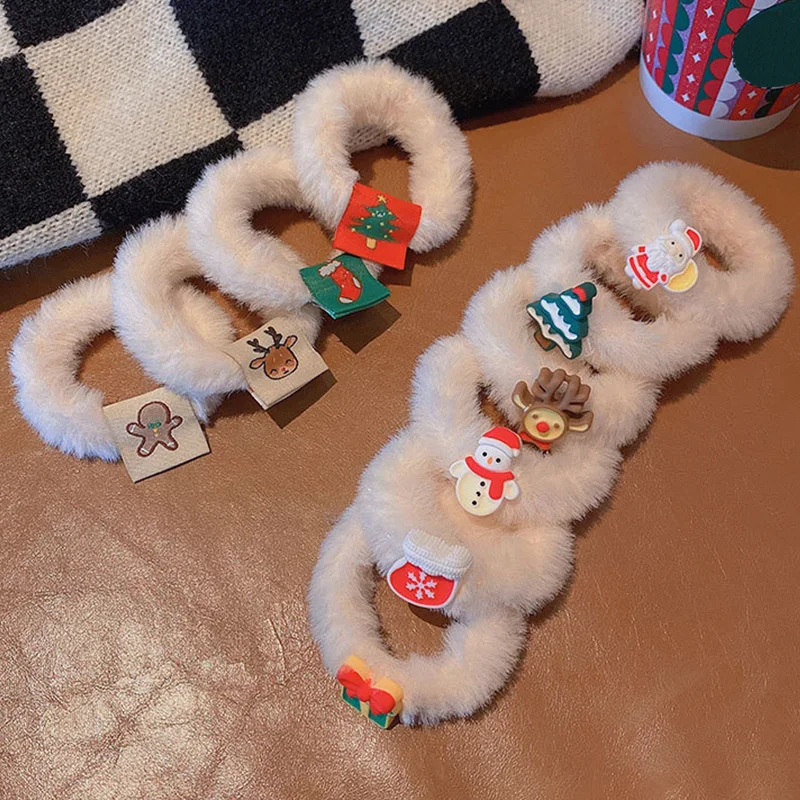 Top Trends: Christmas Fluffy Hair Rope Fashion Xmas Tree Elk Snowman Shaped Versatile Hair Tie Euramerican New Year Gift Hair Tie Headwear Shoppable Styles