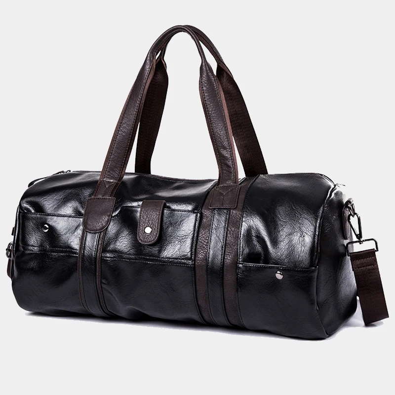 Top Trends: Pu Leather Sports Gym Bag Men For Yoga Soft Black Sport Fitness Bag Male Shoulder Travel Luggage Bag Handbag Weekend Daily Shoppable Styles