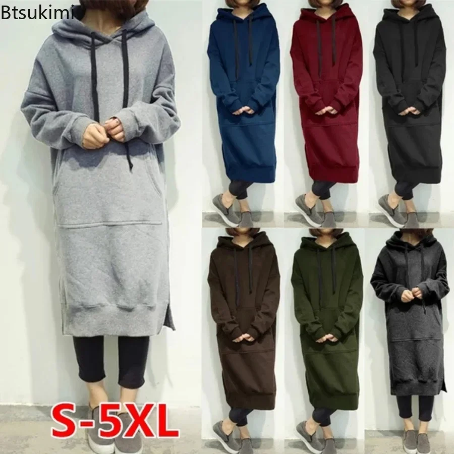 Top Trends: Plus Size 4XL 5XL Women Long Hoodies Autumn Winter Loose Hooded Sweatshirts Casual Oversized Sweatshirt Baggy Pullovers Dress Shoppable Styles