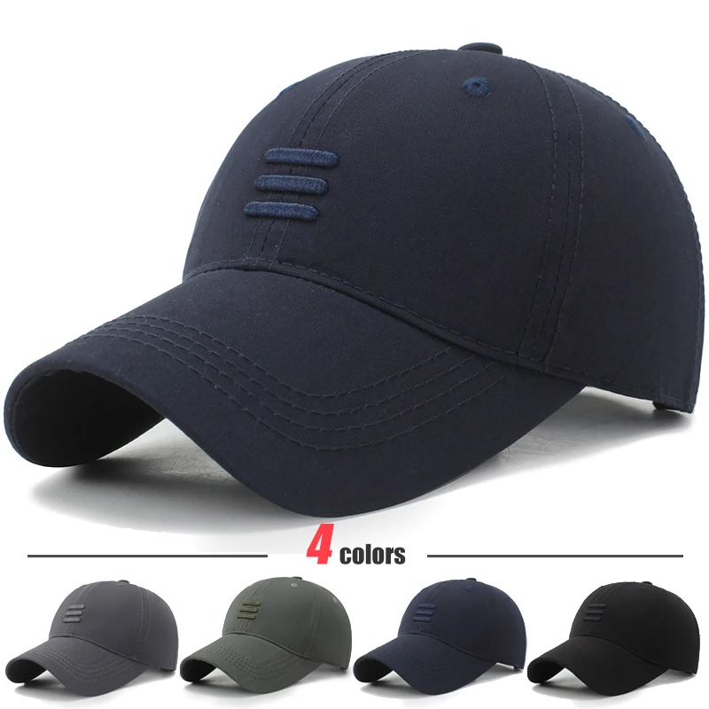 Top Trends: 4 Colors New Fashion Baseball Cap Outdoor Sport Casual Cotton Snapback Hats For Men And Women Three Bars Dad Hats Design Shoppable Styles