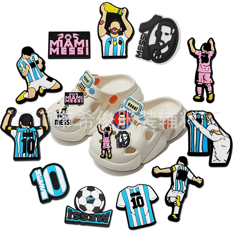 Top Trends: MINISO Messi PVC Shoe Charms For Crocs 5Pcs Messi&#039;s Jersey Cartoon DIY Crocs Decorations Jibitz Wholesale Shoppable Styles