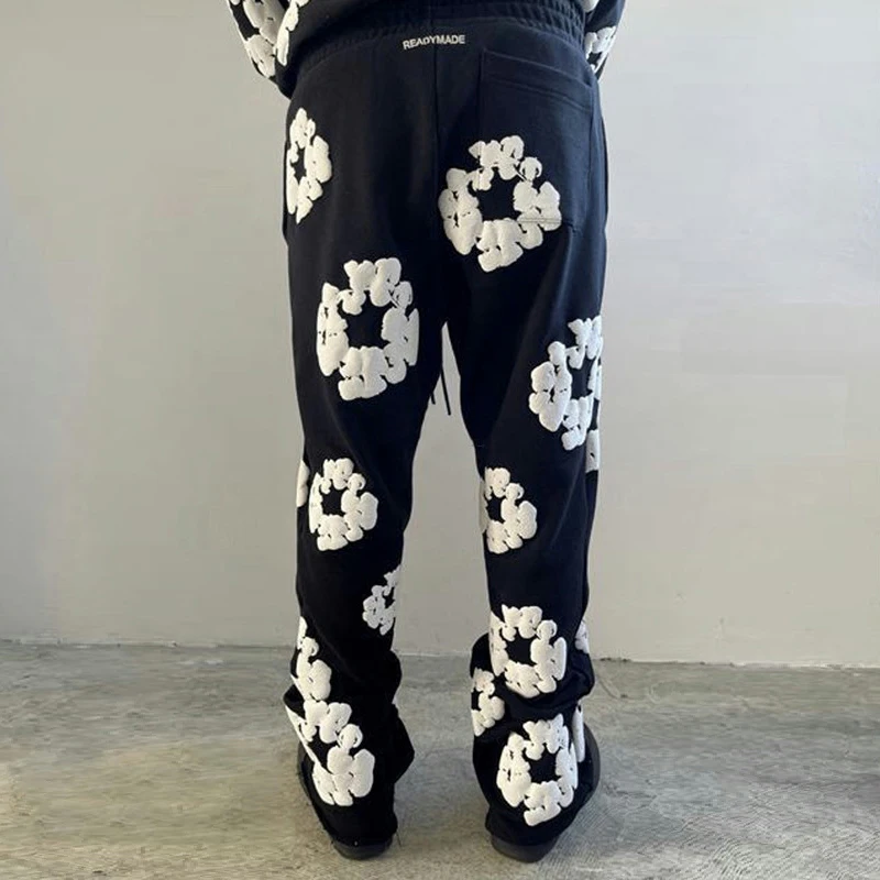 Top Trends: Streetwear Three-dimensional Foam Printing Flare Pants Men Sweatpants Harajuku Wide Joggers Y2k Women's Black Flared Pants Shoppable Styles - Image 2