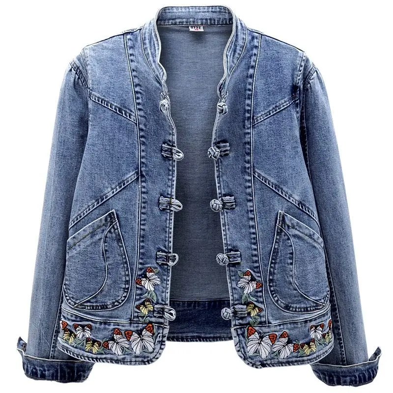 Top Trends: Women Jeans Jacket 2023 New Spring Autumn Clothing Embroidered Short Denim Jackets Female Basic Coat Long Sleeve Outerwear Shoppable Styles