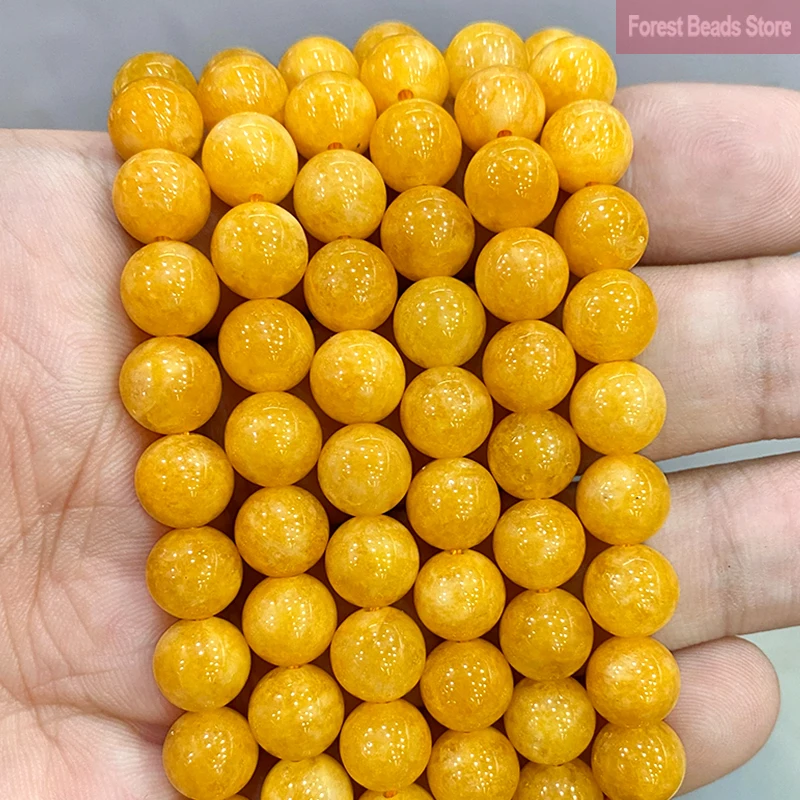 Top Trends: Smooth Yellow Chalcedony Natural Stone Round Beads For Jewelry Making Diy Bracelet Necklace Ear Studs 15&quot; Strand 6 8 10 12MM Shoppable Styles