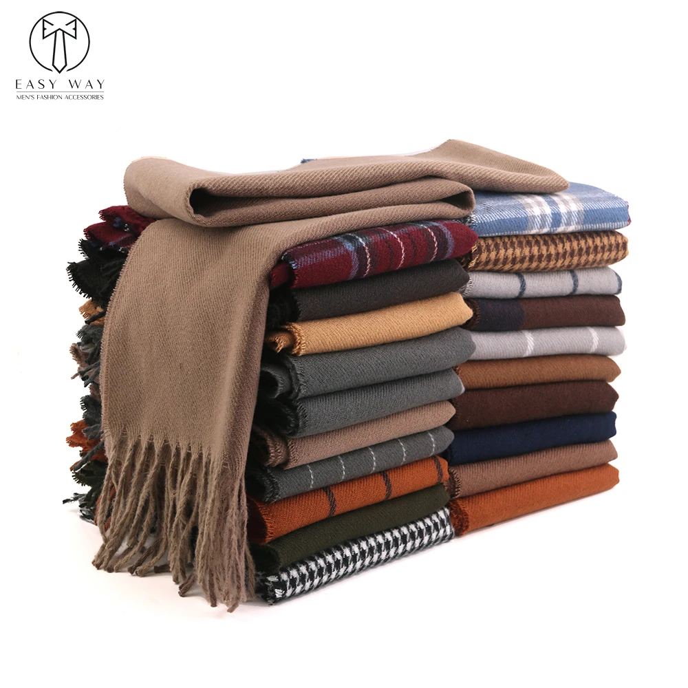 Top Trends: 2023New Luxury Designer Plaid Striped Neck Warmer Scarves Recycled Polyester Winter Scarf For Men Shoppable Styles