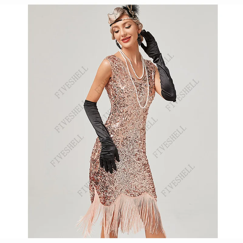 Top Trends: Plus Size 1920s Art Deco Long Fringed Sequin Beads Flapper Roaring 20s Great Gatsby Art Deco Elegant Women&#039;s Dress Shoppable Styles