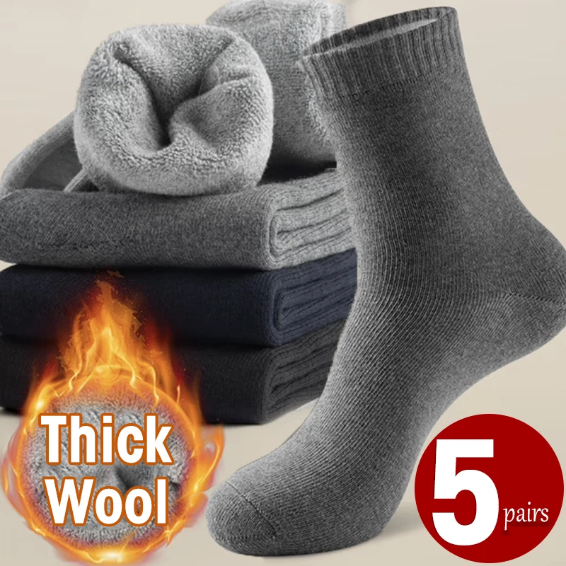 Top Trends: Winter Men's Merino Wool Socks Super Thick Keep Warm High Quality Harajuku Retro Snow Casual Antifreeze Cashmere Socks Shoppable Styles