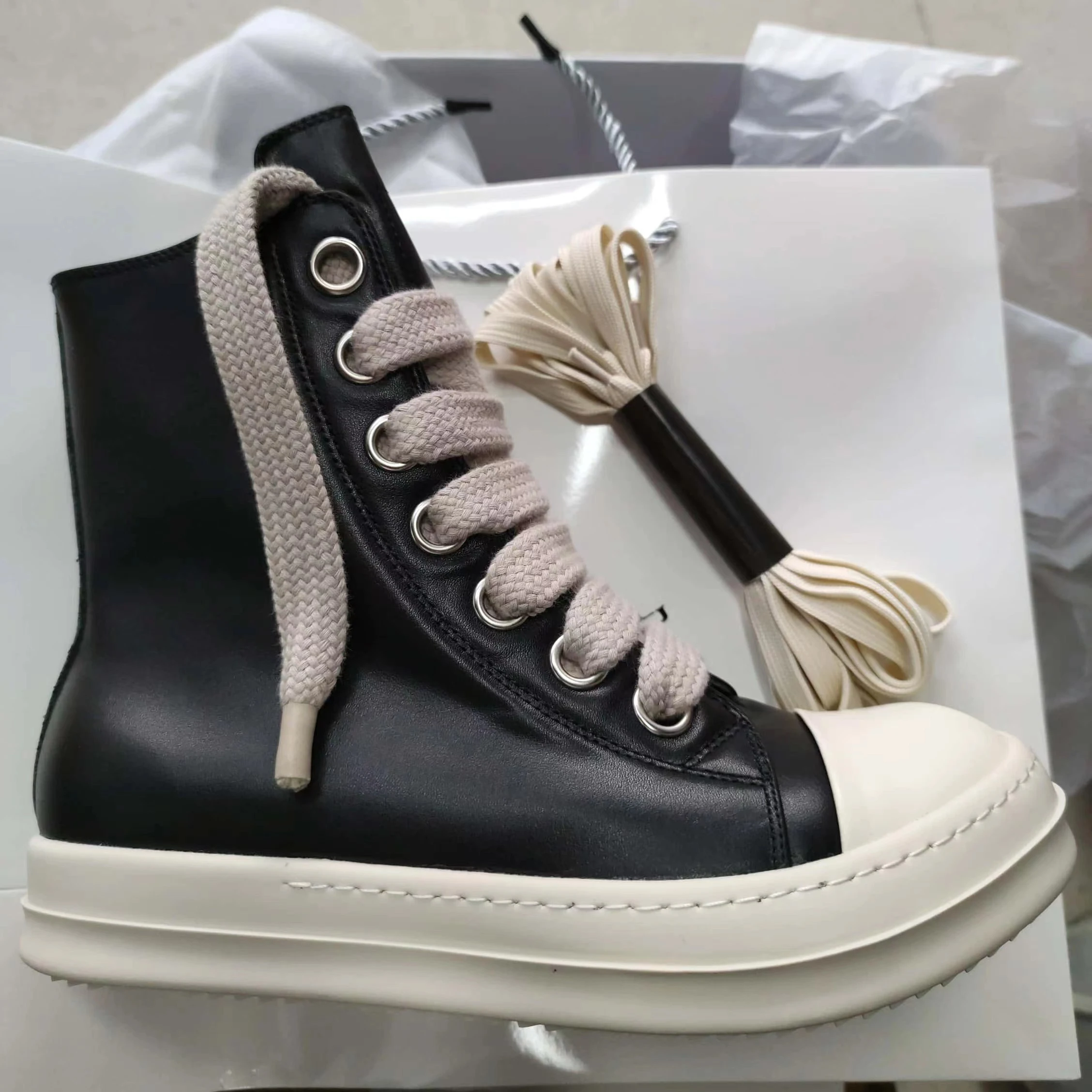 Top Trends: Rick Shoes Women Leather Boots Owens Canvas Luxury Sneaker Men's Sneakers Streetwear Hip Hop Men's Casual Shoes Shoppable Styles