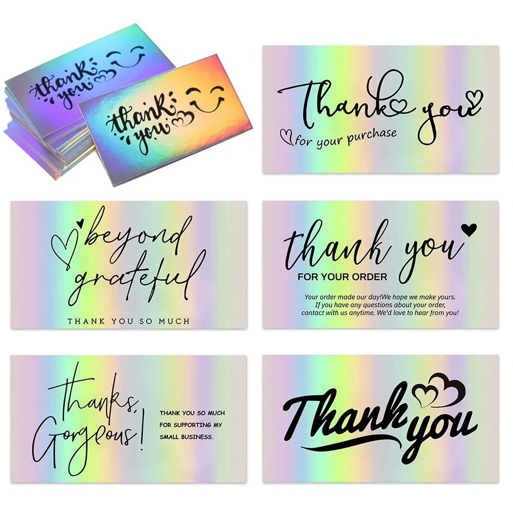 Top Trends: 50pcs Holographic Silver Thank You Cards For Thank You For Supporting My Small Business Retail Card Customer Package Inserts Shoppable Styles