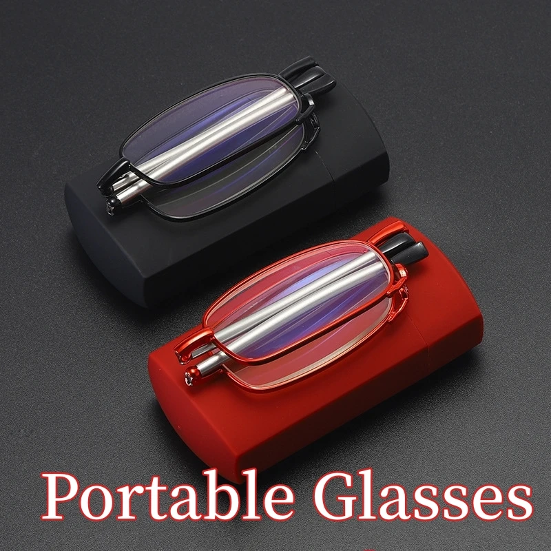 Top Trends: Luxury Portable Folding Presbyopia Glasses Anti-Blue Light Hyperopia Eyeglasses Men Women Metal Frame Reading Glasses With Box Shoppable Styles