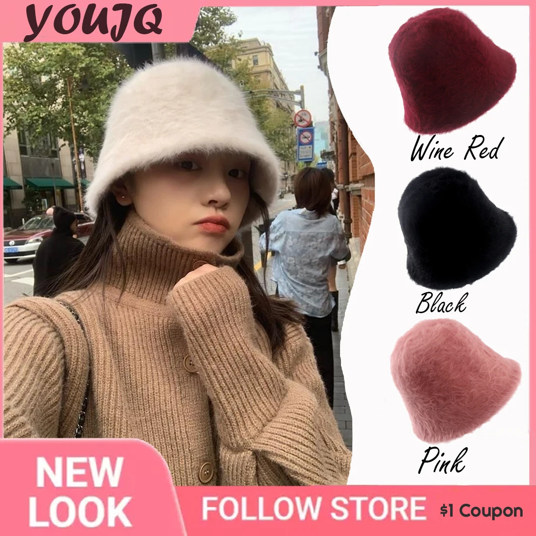 Top Trends: 2023 Artificial Rabbit Fur Bucket Hat Women Autumn Winter Warm Thickened Fisherman Panama Plush Basin Gorro Lady Cap Shoppable Styles