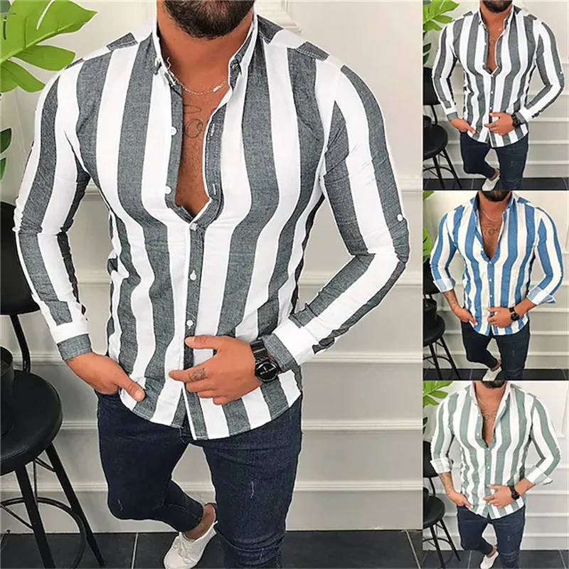 Top Trends: Luxury Men&#039;s Shirts Trendy Single-breasted Shirts Casual Striped Pattern Printed Long-sleeved Tops Men&#039;s Party Ball Tops S-6XL Shoppable Styles