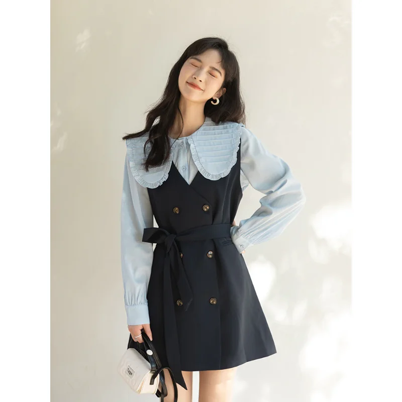 Top Trends: MISHOW Spring Vest Dress Korean Doll Collar Shirt 2PCS Set Long Sleeve Elegant Shirt Female Clothing Sold Separate MXB12C0199 Shoppable Styles