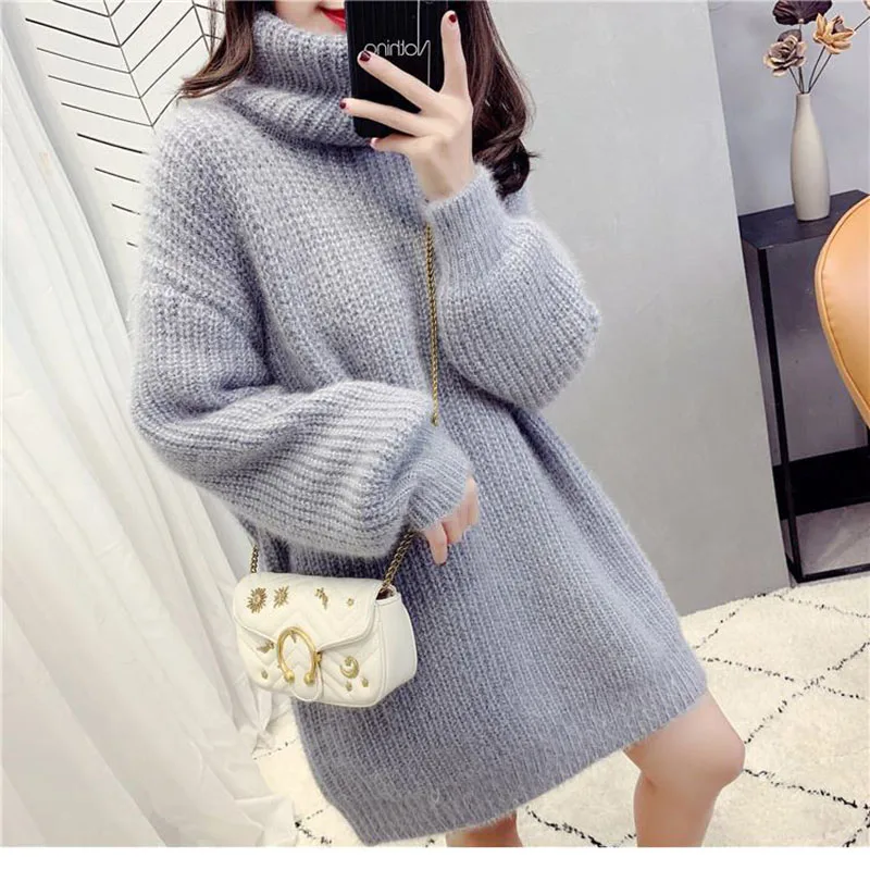 Top Trends: Fashion Turtleneck Solid Color Casual Sweaters Female Clothing 2023 Autumn Winter Loose All-match Pullovers Korean Knitted Dress Shoppable Styles