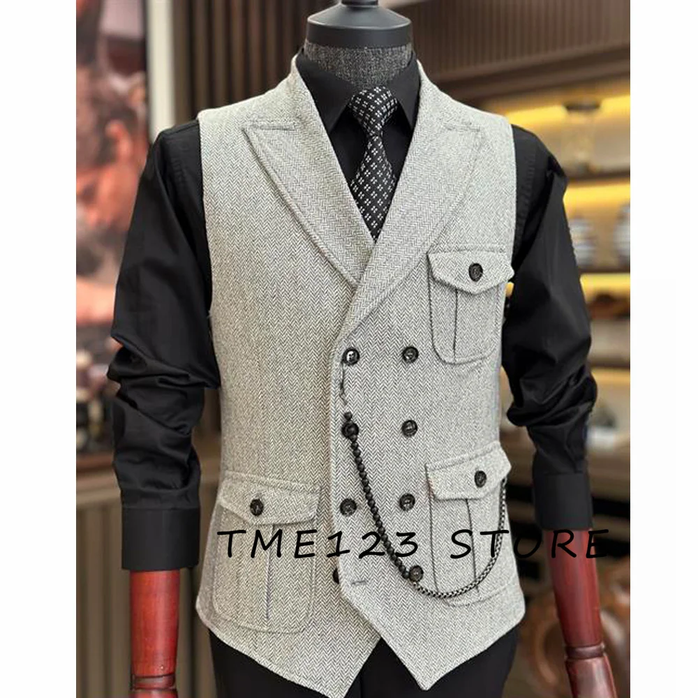 Top Trends: Casual Mens Solid Color Vest Herringbone Slim Fit V Neck Tuxedos School Party Waistcoat For Wedding Banquet Nightclub Shoppable Styles