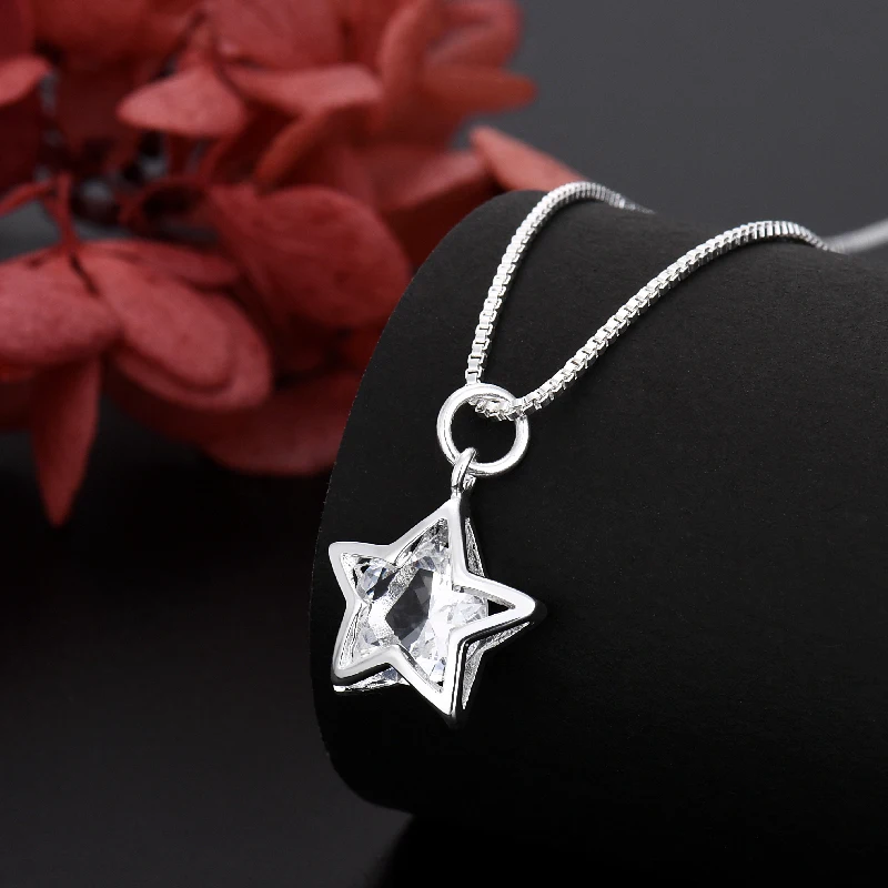 Top Trends: Popular Brands 925 Sterling Silver Pretty Crystal Star Necklace Earring Bracelet Jewelry Set Women Fashion Wedding Accessories Shoppable Styles - Image 4