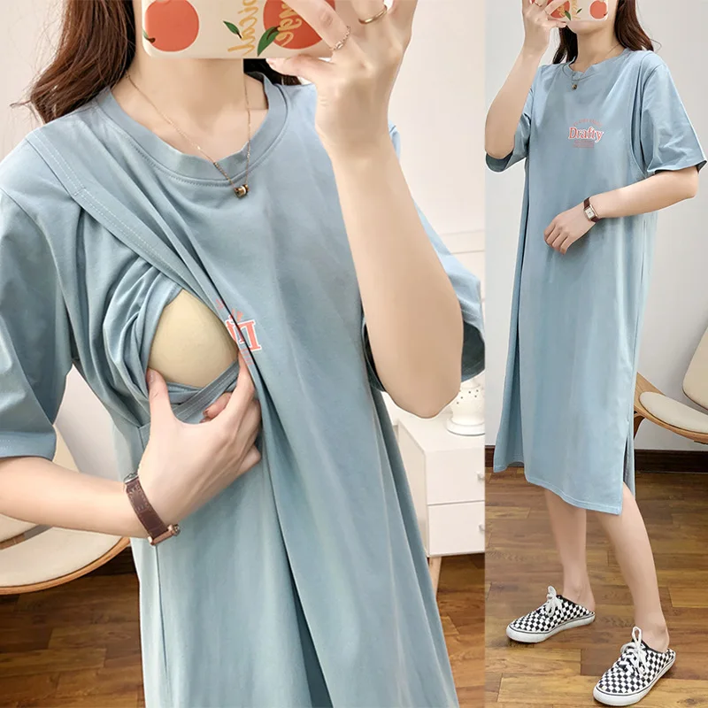 Top Trends: Breastfeeding Dress Home Clothes For Women Summer Maternity Nursing Dresses Pregnant Loose Casual Feeding Clothing Pregnancy Shoppable Styles