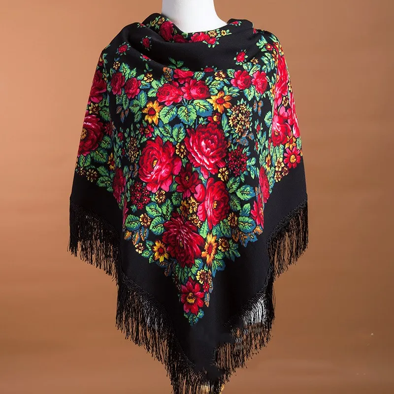 Top Trends: Russian Scarf Women Fringed Square Shawl Ethnic Floral Print Ukraine Scarves Babushka Bandana Handkerchief Blanket Shawls Shoppable Styles