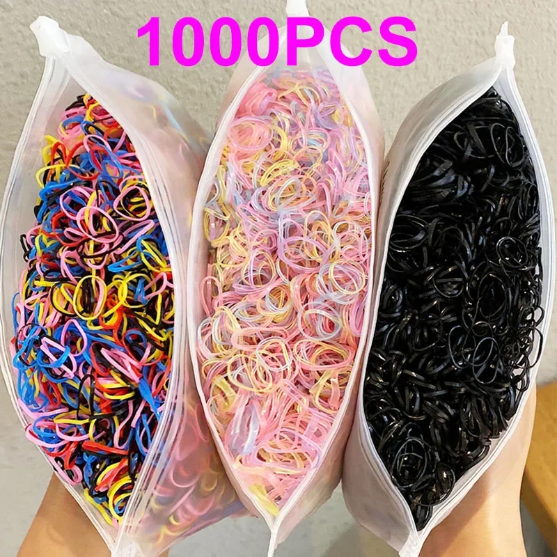 Top Trends: 1000pcs Girls Nylon Rubber Band Elastic Hair Bands Headband Children Ponytail Holder Bands Kids Hair Accessories Gift Ornaments Shoppable Styles