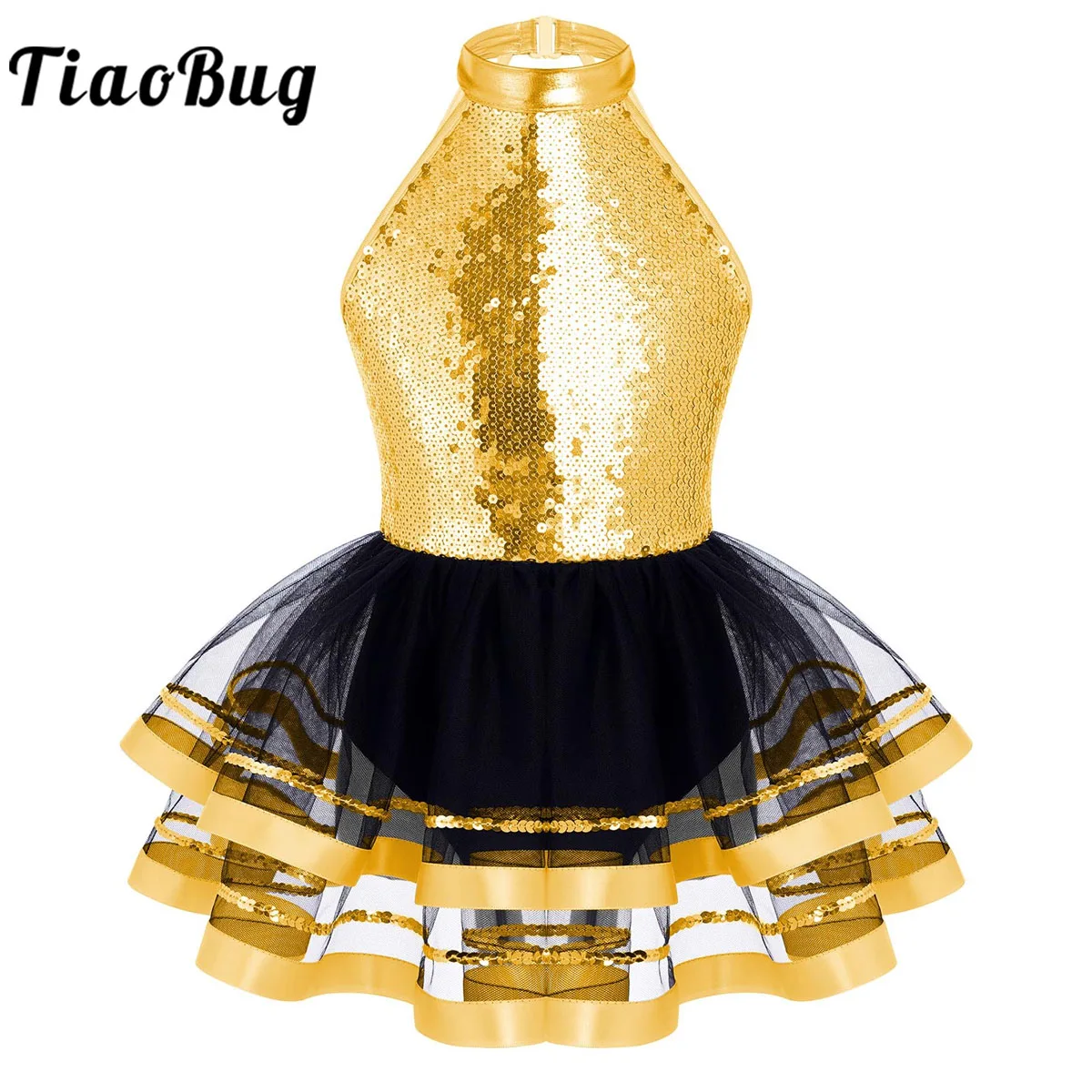 Top Trends: Halter Sequins Ballet Tutu Dress Kids Girls Latin Jazz Modern Dancing Costume Gymnastics Leotard Unitards Performance Dancewear Shoppable Styles