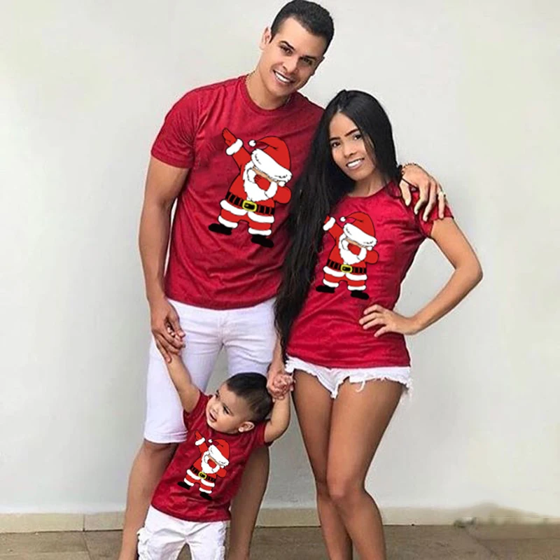 Top Trends: Santa Claus Merry Christmas Family Matching T-shirt Lovely Mom Dad Kids Me Baby Outfit Mother Daughter Son Girl Boys Clothes Shoppable Styles